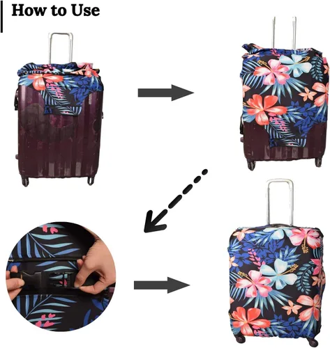 Miniatura 5 de GOXUNYUAN Funda de equipaje protector elástico lavable para maleta con etiqueta de equipaje Flor