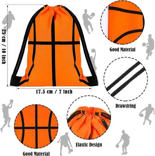 Miniatura 2 de Shappy 12 bolsas de baloncesto con cordón, pequeñas bolsas deportivas a granel, mochila para golosinas para bailes, fiestas de cumpleaños, regalos