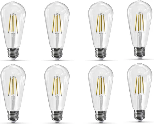 Miniatura 57 de Jensense Bombillas LED Edison E26, 60 vatios equivalentes, bombillas regulables, 2300 K, luz blanca cálida (cristal ámbar), estilo vintage