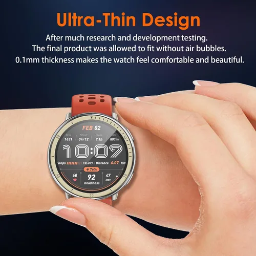 Miniatura 7 de Protector de pantalla compatible con Amazfit Active 2, antiarañazos, cobertura de pantalla completa 3D, compatible con fundas, HD Ultra, paquete de 3