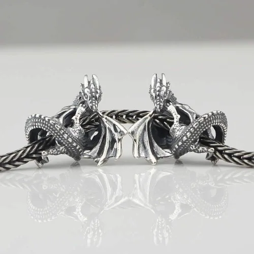 Miniatura 2 de Abalorio de plata de ley con diseño de dragón de fuego de hielo para Pandora y pulseras y collares similares