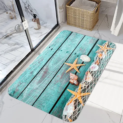 Miniatura 8 de LYFANS Alfombras de baño de espuma de esponja absorbente suave para baño y cocina (30 x 17 pulgadas), tapete de franela antideslizante brillante