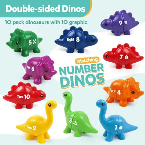 Miniatura 2 de TSYAN Juguetes de dinosaurios para contar números con clasificación doble 1 2 3, juguetes sensoriales educativos de aprendizaje preescolar