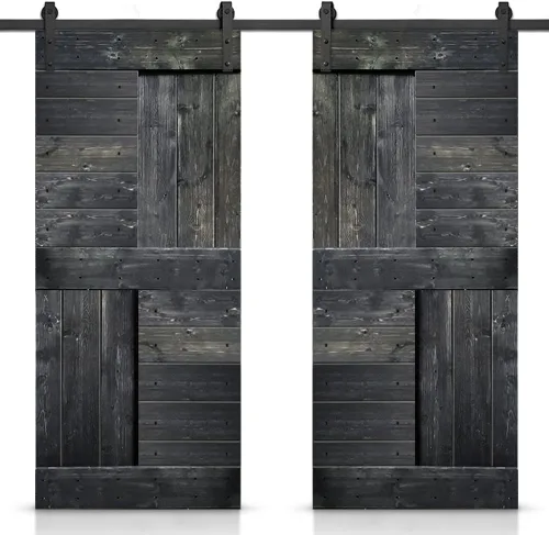 Miniatura 89 de TMS Serie N - Puerta corrediza interior de madera de pino anudada con kit de herrajes deslizantes (32 x 84 pulgadas, blanco)