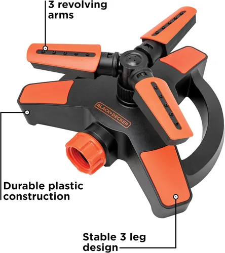 Miniatura 2 de Black + Decker® - Aspersor ajustable de 3 brazos, cobertura de 360°, rociador personalizable, cobertura de 1,216 pies cuadrados BD8428
