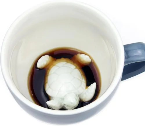 Miniatura 5 de Creature Cups - Taza de cerámica de cola de ballena - Taza de café azul océano de 11 oz con cola de ballena 3D oculta en el interior Cola de ballena