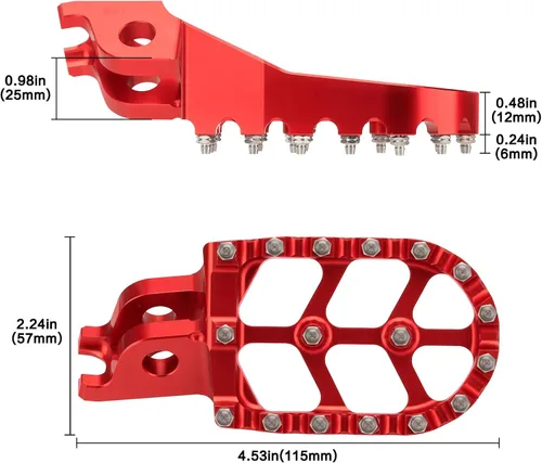 Miniatura 6 de LKV Estriberas CNC para motocicleta, pedal de descanso compatible con Honda CR125 CR250 CRF150R CRF250L CRF250R CRF250R CRF250X CRF300L CRF450R Rojo