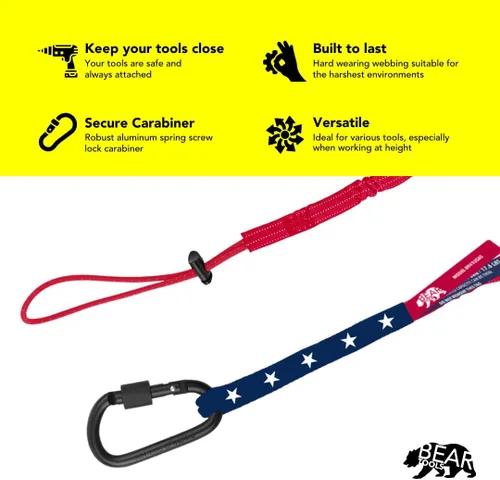 Miniatura 3 de BearTOOLS Cordón de seguridad para herramientas de seguridad con bandera de Estados Unidos, correa resistente para andamios, Stop The Drops