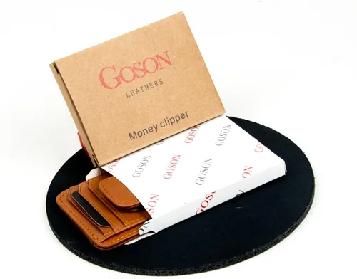 Miniatura 14 de Goson Cartera de cuero con clip para dinero para hombre, billetera de bolsillo frontal, tarjetero de crédito, cartera minimalista delgada
