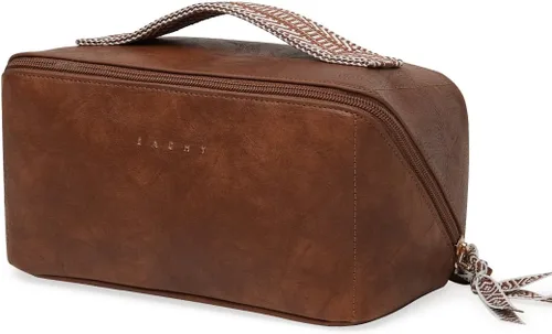 Miniatura 18 de EACHY Bolsa de Maquillaje de Viaje, Bolsas de Cosméticos de Gran Capacidad para Mujeres, Bolsa Portátil Impermeable que se Abre Plana, Bolsa de Aseo