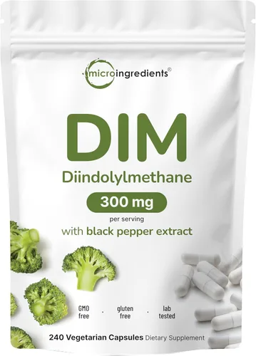 Suplemento activo DIM, DIM 300 mg, 240 cápsulas vegetales (suministro de 8 meses), fórmula 2 en 1, metabolismo de estrógeno, suplemento de extracto