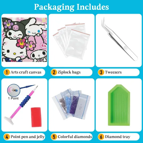 Miniatura 5 de PSCH Kits de arte de diamantes para adultos, kits de pintura de diamantes de dibujos animados para adultos, arte de diamantes de taladro completo