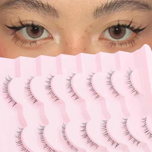 Miniatura 9 de 7 pares de pestañas inferiores con banda transparente, aspecto natural, estilo manga japonés, con pinchos, anime, pestañas inferiores dramáticas A01