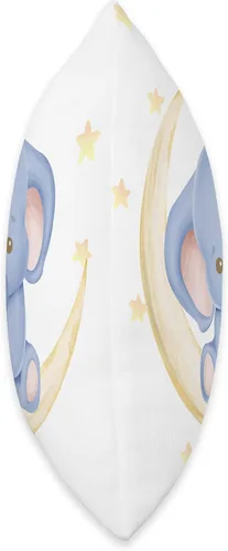 Miniatura 2 de Almohada decorativa para cuna para recién nacido, niña elefante en la luna con estrellas I decoración de habitación de guardería, 15.7 x 15.7 in