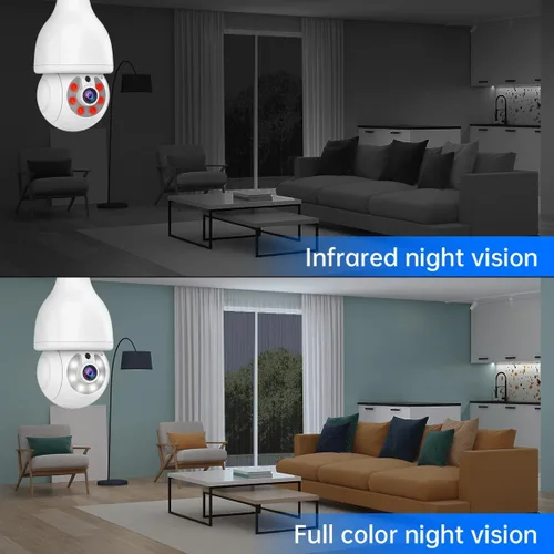 Miniatura 4 de EVERSECU HD 2K 3.0MP Cámara de seguridad de bombilla inalámbrica con conector de luz E27, seguimiento automático PTZ, audio de dos vías, visión