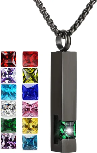Miniatura 62 de YOUFENG collar con urna para cenizas, cubos de piedras natales, urna para cenizas humanas, collar de urna de cremación, relicario, recuerdo