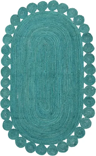 Miniatura 13 de Natural Jute Collection - Alfombra cuadrada de 3 x 3 pies, alfombra de yute trenzada a cuadros multicolor de 0.27 pulgadas de grosor, ideal