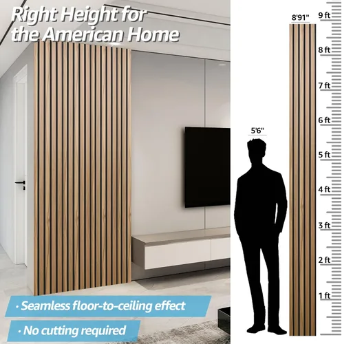 Miniatura 2 de Art3d 4 paneles acústicos de listones de 107 x 8 pulgadas para pared y techo, panel de absorción de sonido acanalado 3D con acabado de madera, nogal