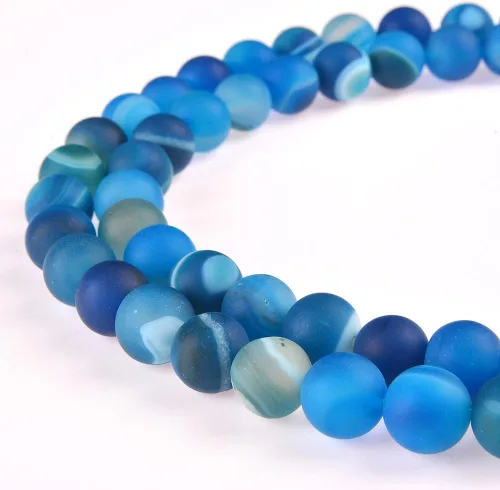 Miniatura 20 de Cuentas sueltas de jade azul teñido natural de 6 mm, cuentas redondas lisas, aproximadamente 15.5 pulgadas, para hacer pulseras y collares de Jade