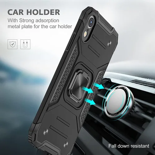 Miniatura 7 de HNHYGETE Funda para iPhone XR con protector de pantalla: (resistente) grado militar giratorio de 360° con función atril a prueba de golpes