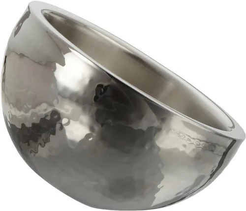 Miniatura 2 de Elegance Hammered - Cuenco para servir de doble ángulo de acero inoxidable de 6 pulgadas, color plateado