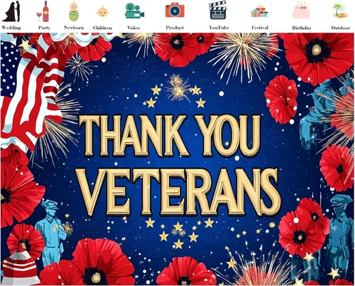 Miniatura 2 de LB Telón de fondo para el Día de los Veteranos de 5 x 3 pies, Día de los Caídos americanos, para fotografía, pancarta patriótica roja, blanca y Azul