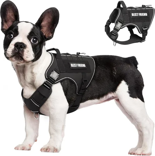 Arnés Táctico para Perros Talla Pequeña, Sin Tirones Chaleco Militar para Perros con Asa, Arnés Reflectante de Servicio Pesado para Mascotas para