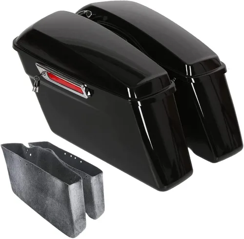 TCT-MOTORPARTS Alforjas rígidas con cierres cromados y llaves compatibles con Harley Touring Road King Street Road Electra Glide 2014 en adelante