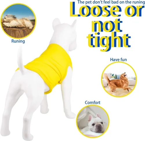 Miniatura 4 de Hozz 4 camisas para cachorros de perro y gato, tamaño pequeño, negro, azul, amarillo, rojo, mezcla de algodón, simples y clásicas, verano y todas