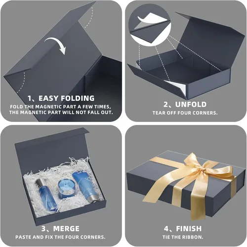 Miniatura 4 de Caja de regalo de 11.5 x 8.2 x 2.3 pulgadas, cajas de regalo para regalos de cierre magnético, cajas de regalo con tapas para regalos de cumpleaños
