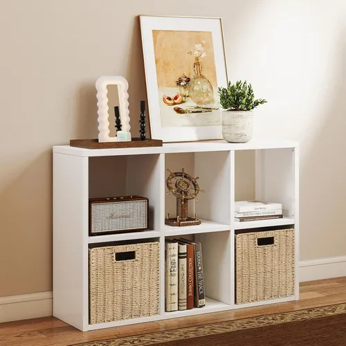Miniatura 25 de Organizador de almacenamiento vertical de 2 cubos de metal, estantería corta negra con espalda abierta, estante de almacenamiento de cubo pequeño