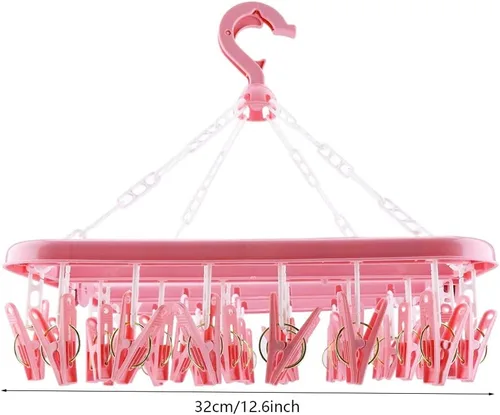 Miniatura 2 de Clip and Drip Hanger Percha de ropa Tendedero de secado 32 clips (rosa)