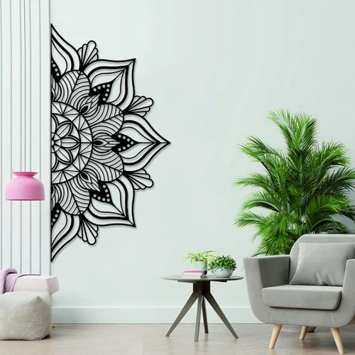 Resama - Decoración de pared de metal grande Mandala, arte de pared único de flor de loto, adecuado para decoración de interiores y exteriores de