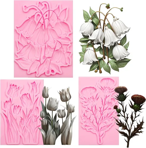 Miniatura 10 de Moldes grandes para fondant de hojas de tortuga, moldes de silicona para plantas de helecho de palma hawaiana, moldes de chocolate para hornear