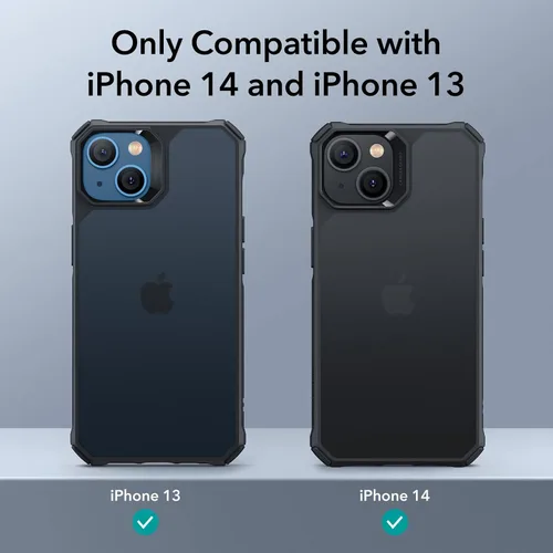 Miniatura 2 de ESR Funda para iPhone 14/iPhone 13, protección de grado militar con esquinas que absorben los golpes, parte trasera acrílica resistente a los Negro