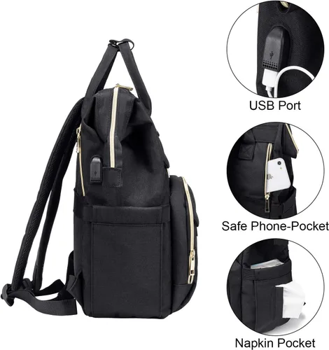 Miniatura 5 de LOVEVOOK Mochila para enfermera, mochila para laptop para mujer con estuche para estetoscopio y puerto de carga USB, mochilas de viaje antirrobo