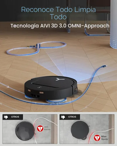 Miniatura 6 de ECOVACS DEEBOT T50 PRO Omni Robot Aspirador y trapeador, 3.19 pulgadas ultrafino, succión de 15,000 Pa, ZeroTangle 2.0, limpieza de bordes TruEdge