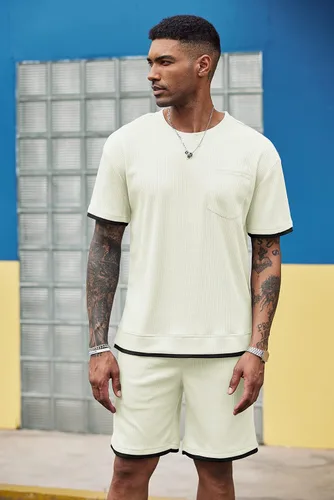 Miniatura 2 de COOFANDY Conjunto de 2 piezas de camisa y pantalones cortos para hombre, estilo casual de verano con bolsillos