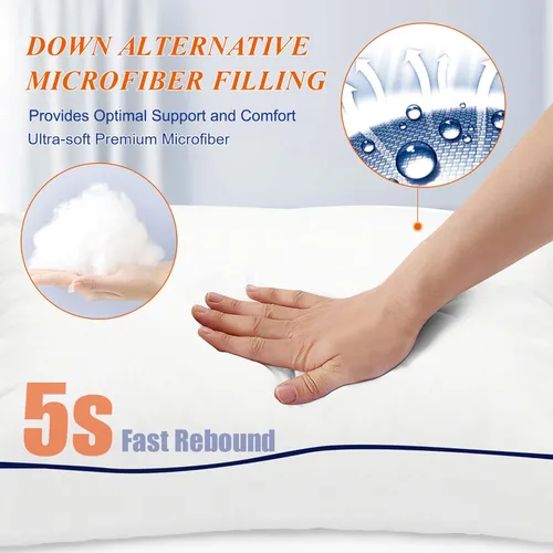 Miniatura 3 de MZOIMZO Almohadas de cama firmes de apoyo para dormir, juego de 2 unidades, calidad de hotel refrescante con relleno alternativo de plumón suave