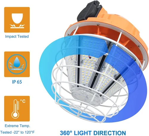 Miniatura 7 de NS Luz de trabajo temporal LED de 150 W, 24750LM Luz diurna enlazable blanca 5,000 K lámpara colgante portátil Iluminación de trabajo Cubierta