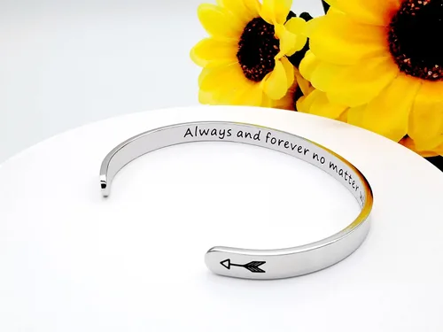 Miniatura 334 de Pulseras inspiradoras para mujer, joyería de acero inoxidable, con refranes, pulsera motivacional con mensaje oculto, pulseras grabadas para mejor
