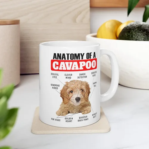 Miniatura 5 de Divertida taza de café de cerámica blanca de 11 oz con diseño de cachorro de Cavapoo