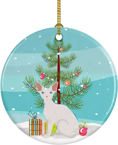 Miniatura 80 de Caroline's Treasures Adorno de cerámica con texto en inglés "Merry Christmas" para colgar en el árbol de Navidad, decoración para el hogar, Navidad