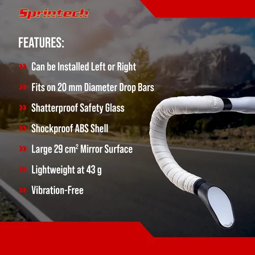 Miniatura 4 de Sprintech Espejo de Bicicleta Cóncavo Chapado en Cromo Fabricado en Suiza para Manillar – Terminado a Mano, Ajustable, Superficie Reflectante