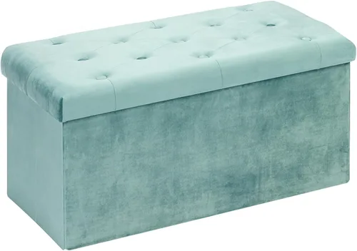 Miniatura 12 de B FSOBEIIALEO Otomana de Almacenamiento Plegable, Banco Largo de Zapatos Otomanas, Asiento Reposapiés de Cofre de Almacenamiento de Terciopelo Gris