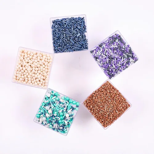 Miniatura 6 de Confect Gránulos Sea Paradise Mezcla de grageas blancas y perla azul marino Jimmies azul marino Azúcar brillante de bronce Gránulos