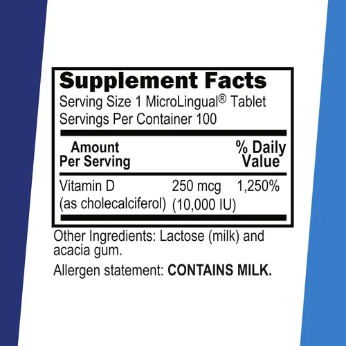 Miniatura 2 de Superior Source Vitamina D3 10000 UI, tabletas microlingües de disolución rápida, 100 unidades, ayuda a promover huesos y dientes fuertes, apoyo