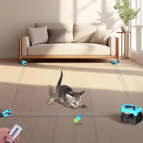 Juguete interactivo para gatos para interiores – Cinta de correr automática para gatos con control remoto, 3 velocidades, motor silencioso y diseño