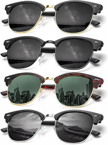 Miniatura 13 de KALIYADI - Gafas de sol polarizadas para hombres y mujeres unisex, marco semirretráctil, estilo retro, para conducir, con bloqueo UV
