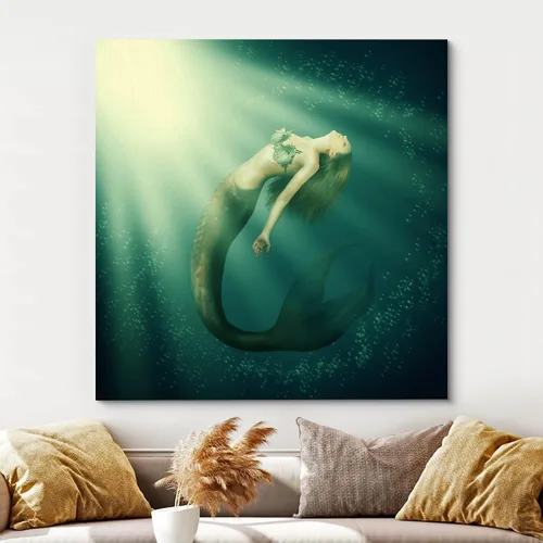 Miniatura 3 de wall26 Lienzo impreso para pared, diseño de sirena que nada bajo el sol verde azulado, fantasía y ciencia ficción, ilustraciones del océano, arte